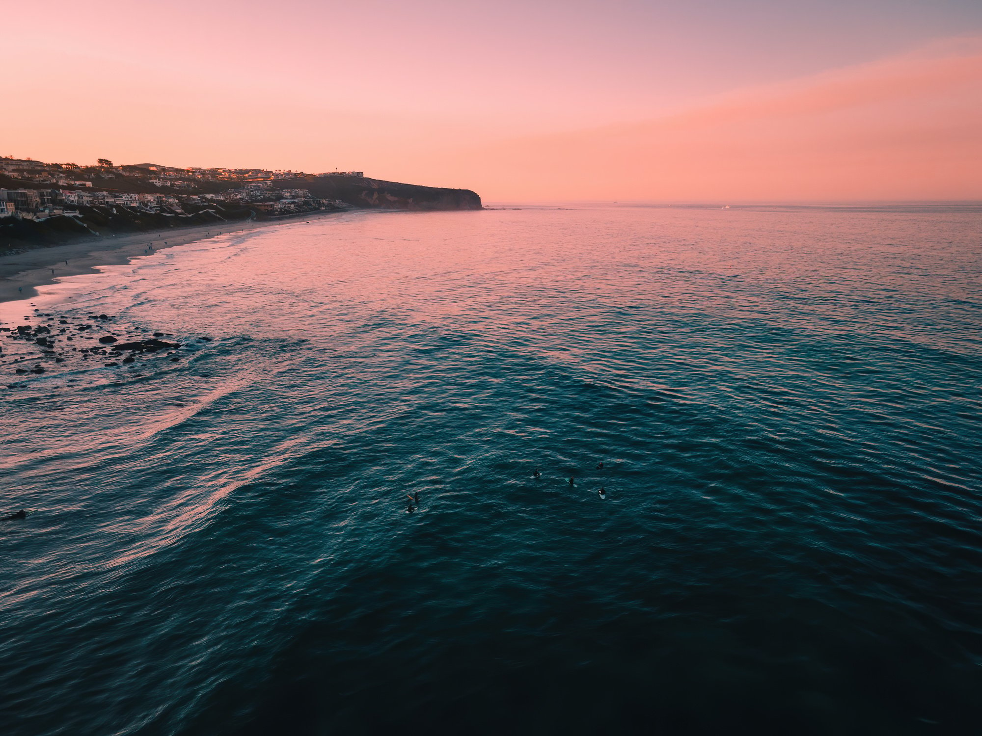 Drone Shot of Ocean at Sunset