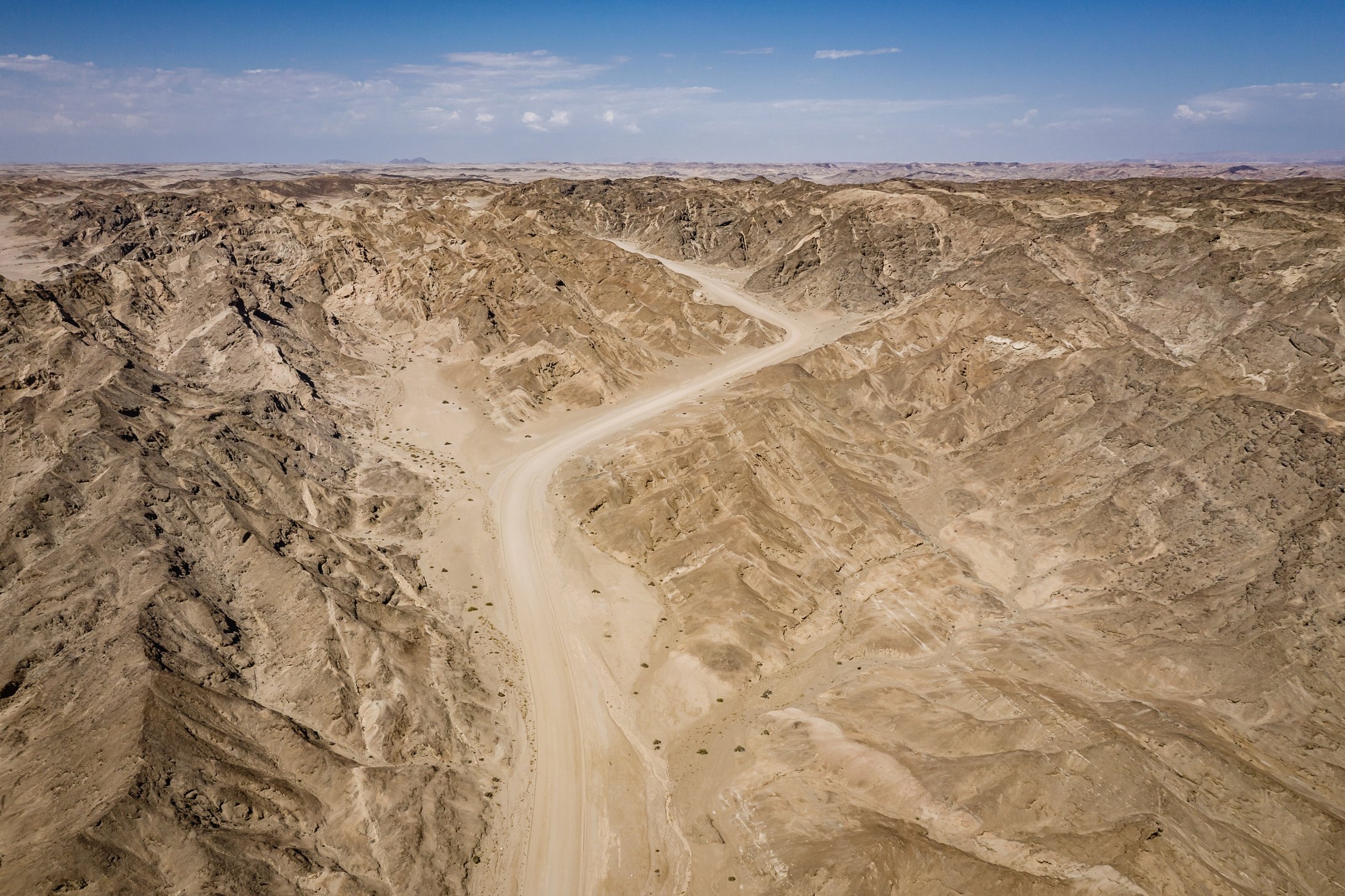 Endless Desert Road Moon Landscape Swakopmund Namibia Aerial View